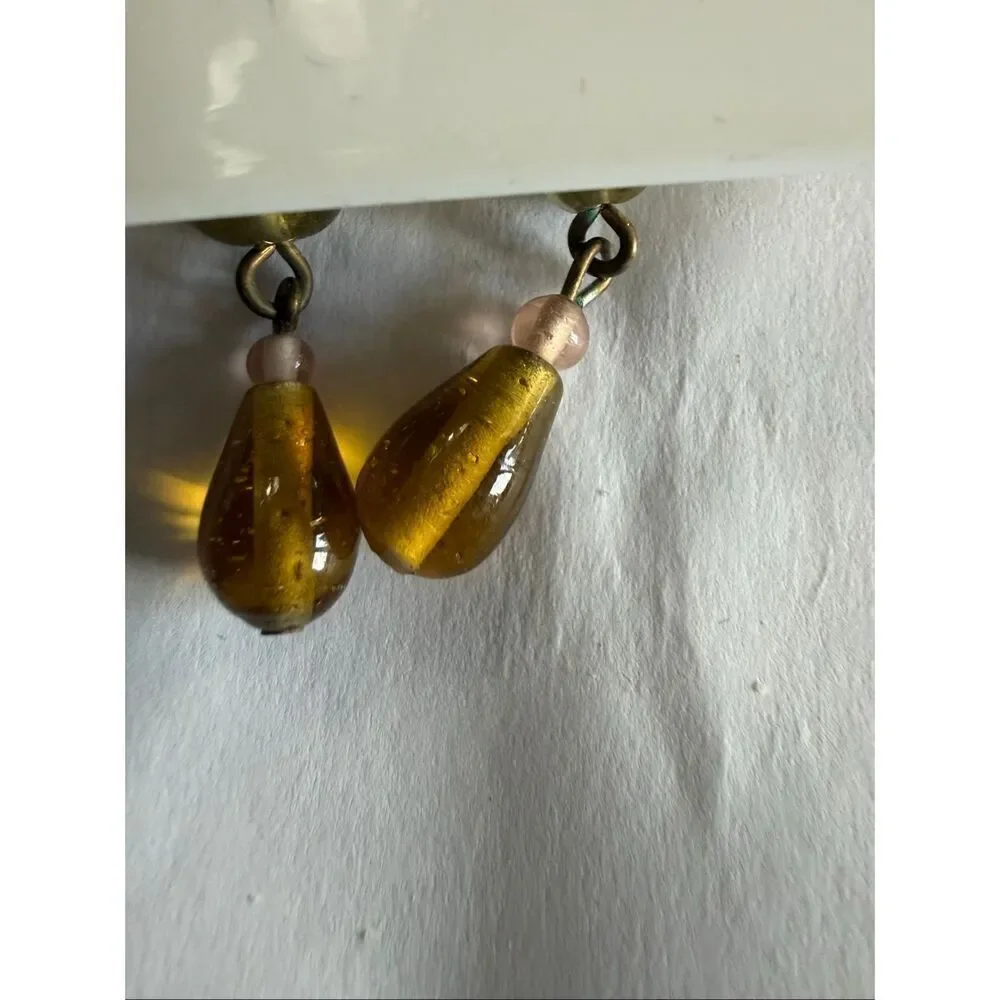 Civilized N Savage Women's Amber-Toned Cluster Beaded Drop Earrings Jewelry NWT